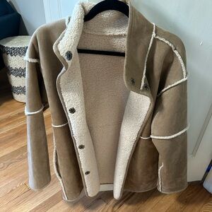 Velvet by Graham and Spencer Albany Luxe Sherpa Reversible Jacket in sand